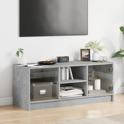 vidaXL TV-Schrank mit Glastüren Betongrau 102x37x42 cm