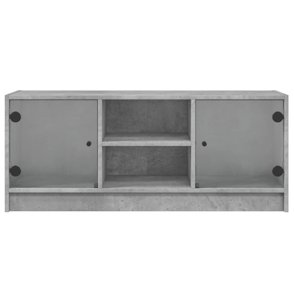 vidaXL TV-Schrank mit Glastüren Betongrau 102x37x42 cm