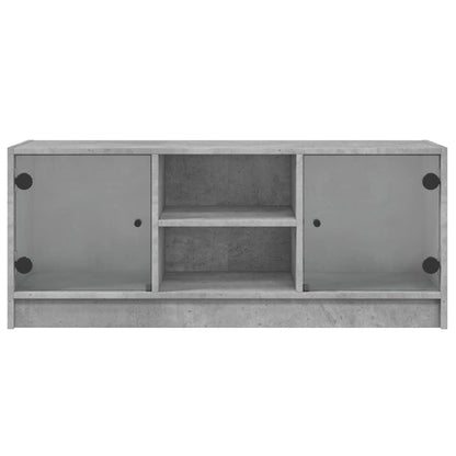 vidaXL TV-Schrank mit Glastüren Betongrau 102x37x42 cm