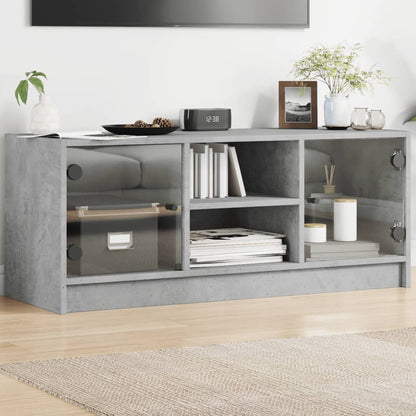vidaXL TV-Schrank mit Glastüren Betongrau 102x37x42 cm