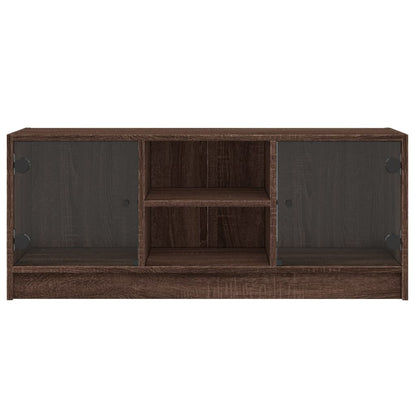 TV-Schrank mit Glastüren Braun Eichen-Optik 102x37x42 cm