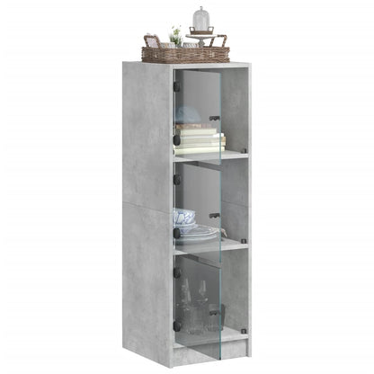 vidaXL Highboard mit Glastüren Betongrau 35x37x109 cm
