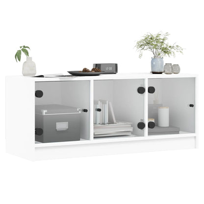 Meuble TV vidaXL avec portes en verre Blanc 102x37x42 cm