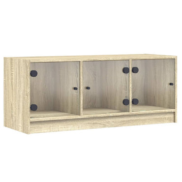 Meuble TV avec portes en verre chêne Sonoma 102x37x42 cm vidaXL