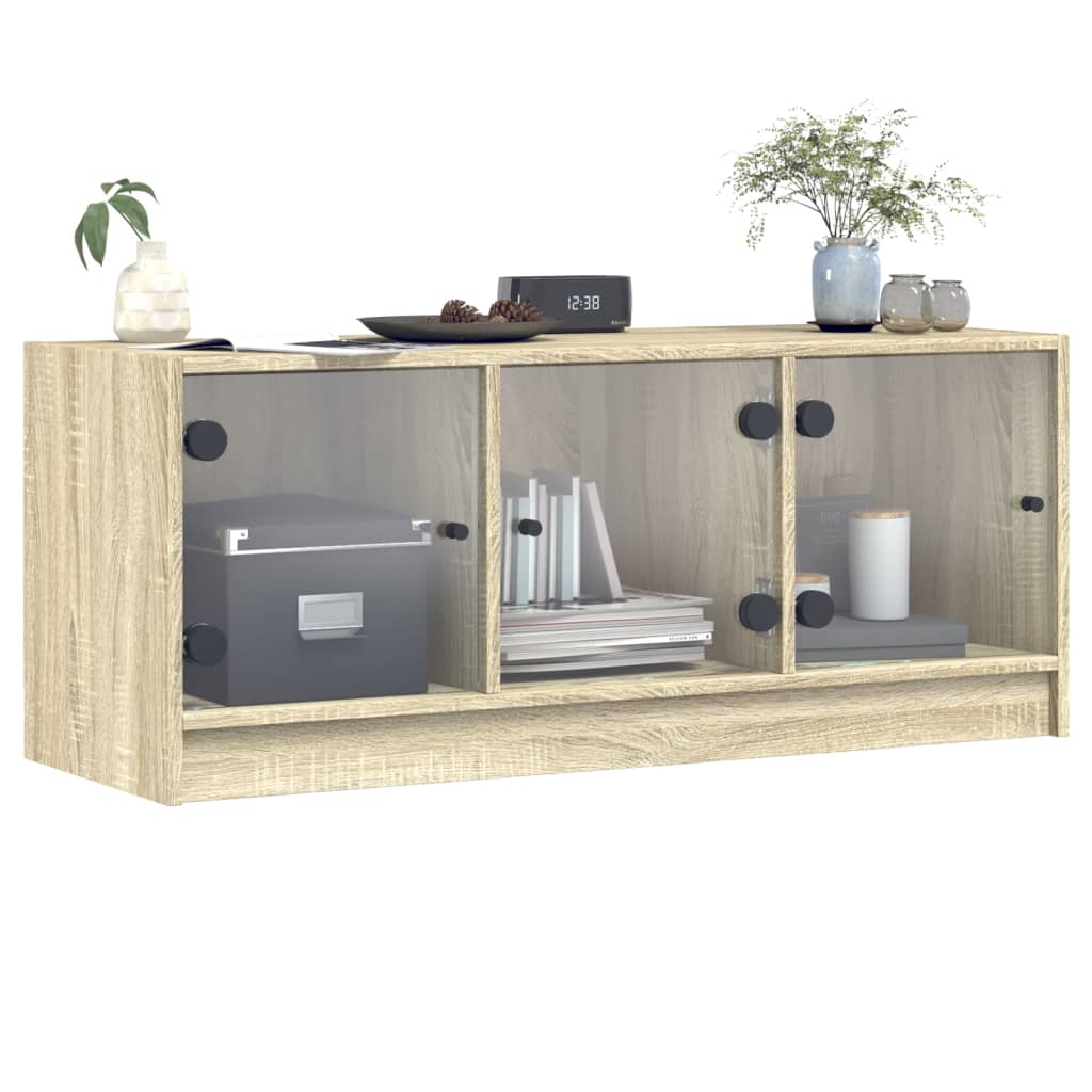 Meuble TV avec portes en verre chêne Sonoma 102x37x42 cm vidaXL