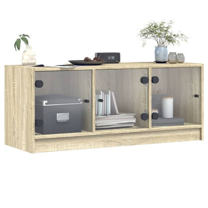 Meuble TV avec portes en verre chêne Sonoma 102x37x42 cm vidaXL