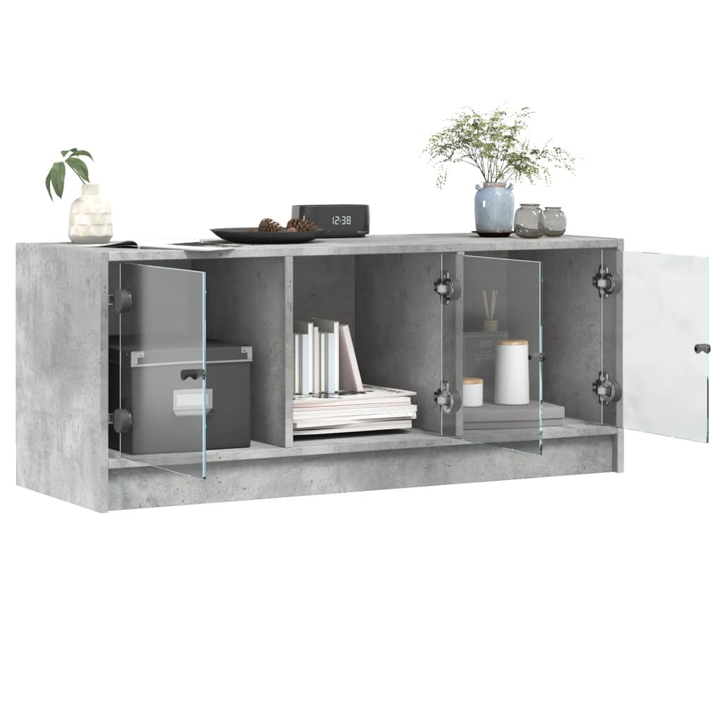 vidaXL TV-Schrank mit Glastüren Betongrau 102x37x42 cm