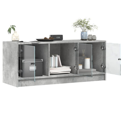vidaXL TV-Schrank mit Glastüren Betongrau 102x37x42 cm