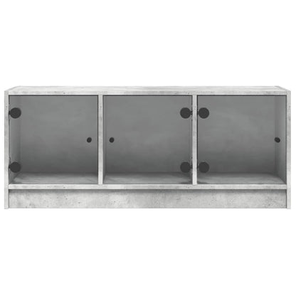 vidaXL TV-Schrank mit Glastüren Betongrau 102x37x42 cm