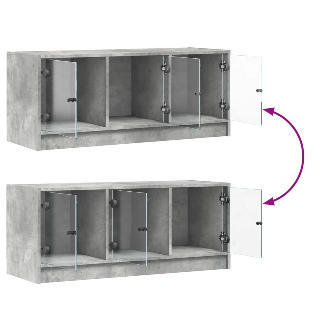 vidaXL TV-Schrank mit Glastüren Betongrau 102x37x42 cm