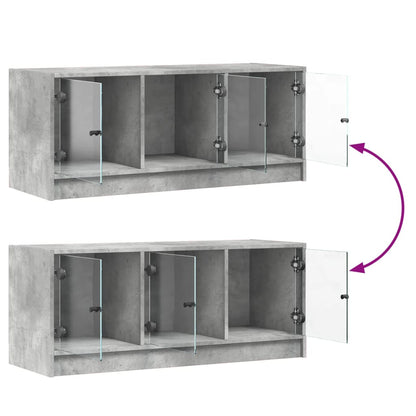 vidaXL TV-Schrank mit Glastüren Betongrau 102x37x42 cm