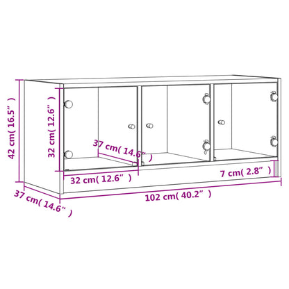 vidaXL TV-Schrank mit Glastüren Grau Sonoma 102x37x42 cm