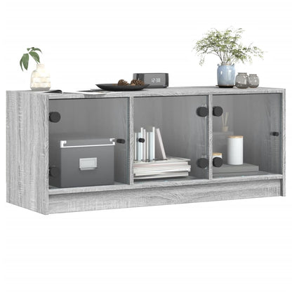 vidaXL TV-Schrank mit Glastüren Grau Sonoma 102x37x42 cm
