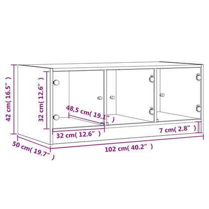 vidaXL Table basse avec portes en verre Marron aspect chêne 102x50x42 cm