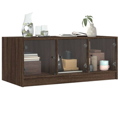 vidaXL Table basse avec portes en verre Marron aspect chêne 102x50x42 cm