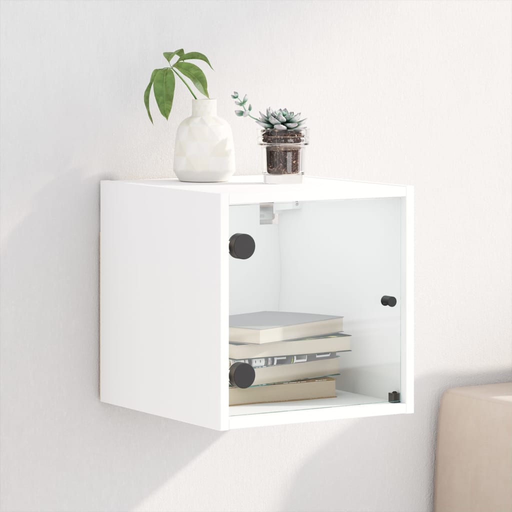vidaXL Nachttisch mit Glastür Weiß 35x37x35 cm