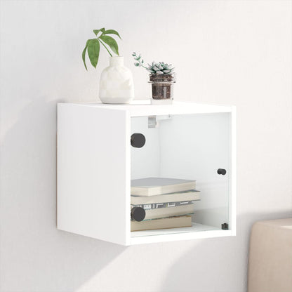 vidaXL Nachttisch mit Glastür Weiß 35x37x35 cm