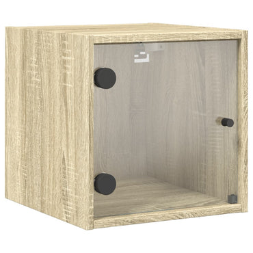 vidaXL Nachttisch mit Glastür Sonoma-Eiche 35x37x35 cm