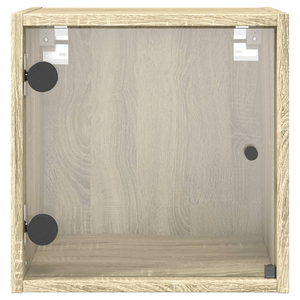 vidaXL Nachttische mit Glastüren 2 Stk. Sonoma-Eiche 35x37x35 cm