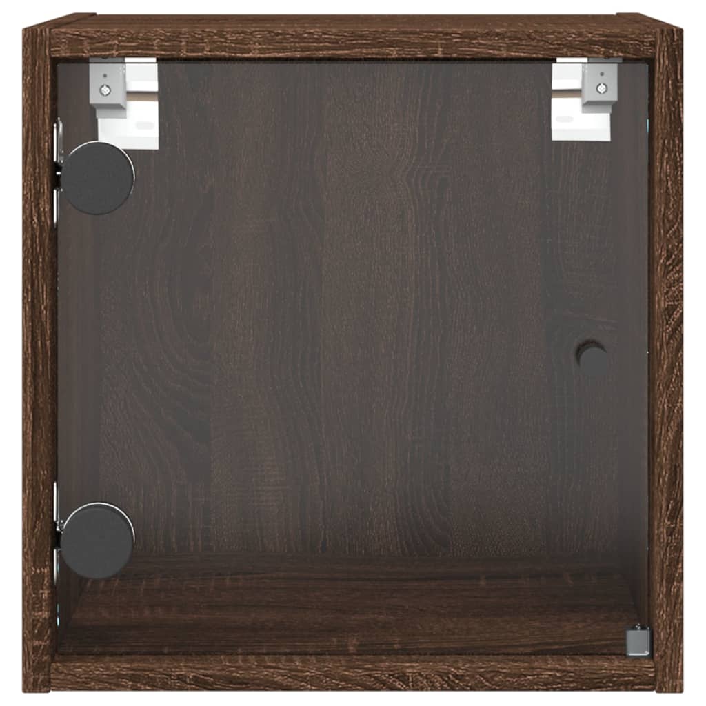 vidaXL Nachttisch mit Glastür Braun Eichen-Optik 35x37x35 cm