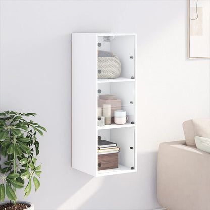 vidaXL Wandschrank mit Glastüren Weiß 35x37x100 cm