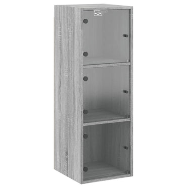 vidaXL Wandschrank mit Glastüren Grau Sonoma 35x37x100 cm