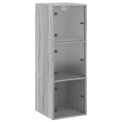 vidaXL Wandschrank mit Glastüren Grau Sonoma 35x37x100 cm