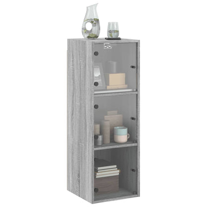 vidaXL Wandschrank mit Glastüren Grau Sonoma 35x37x100 cm