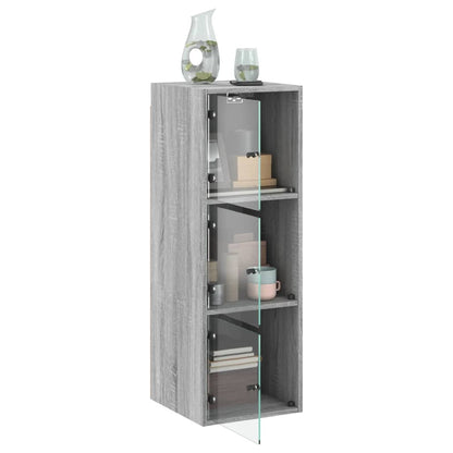 vidaXL Wandschrank mit Glastüren Grau Sonoma 35x37x100 cm