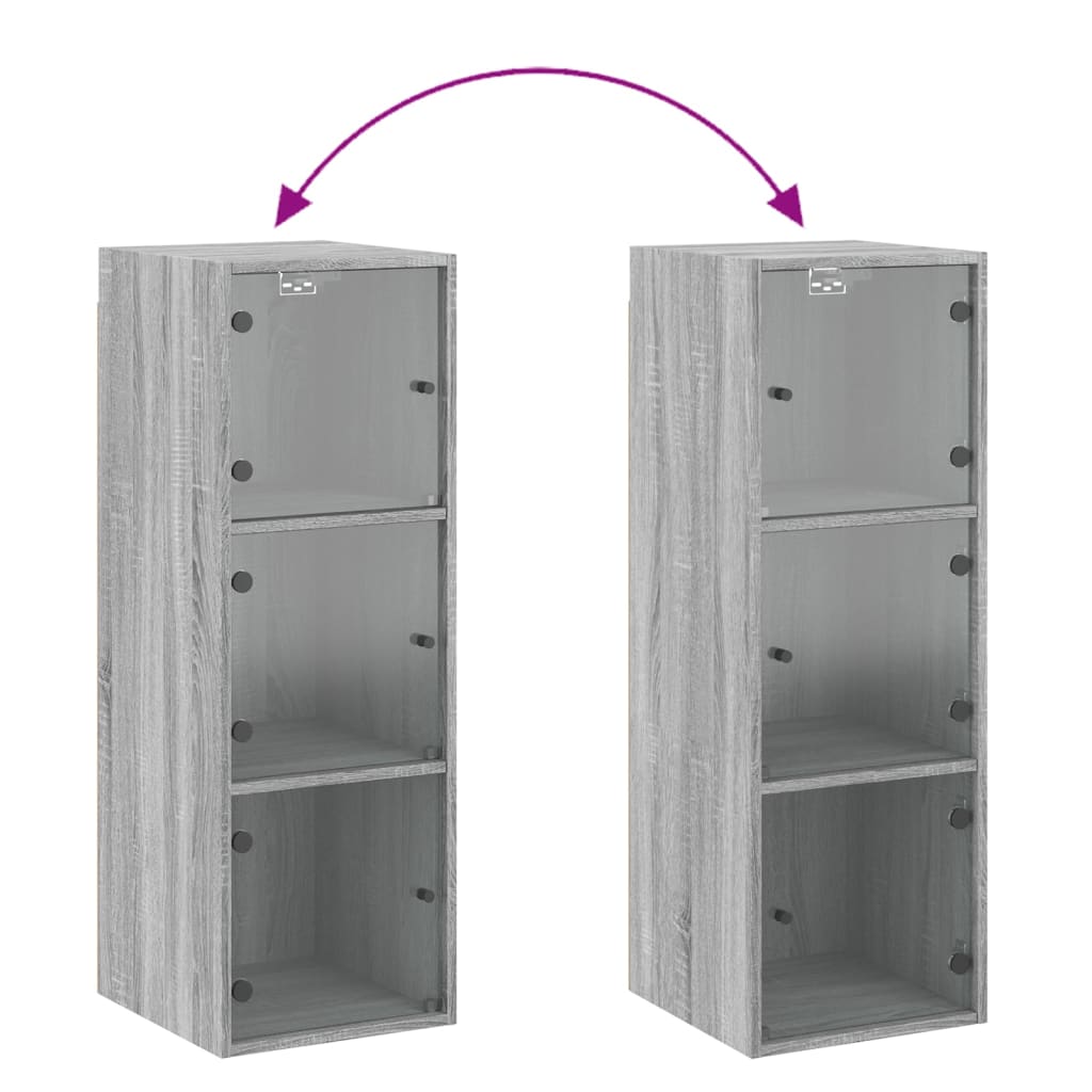 vidaXL Wandschrank mit Glastüren Grau Sonoma 35x37x100 cm