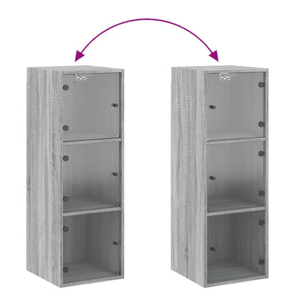 vidaXL Wandschrank mit Glastüren Grau Sonoma 35x37x100 cm