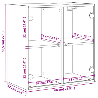 vidaXL Wandschrank mit Glastüren Weiß 68x37x68,5 cm