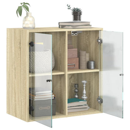 Wandschrank mit Glastüren Sonoma-Eiche 68x37x68,5 cm