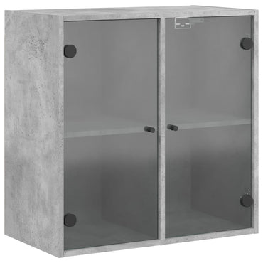 vidaXL Armoire murale avec portes vitrées Gris béton 68x37x68,5 cm