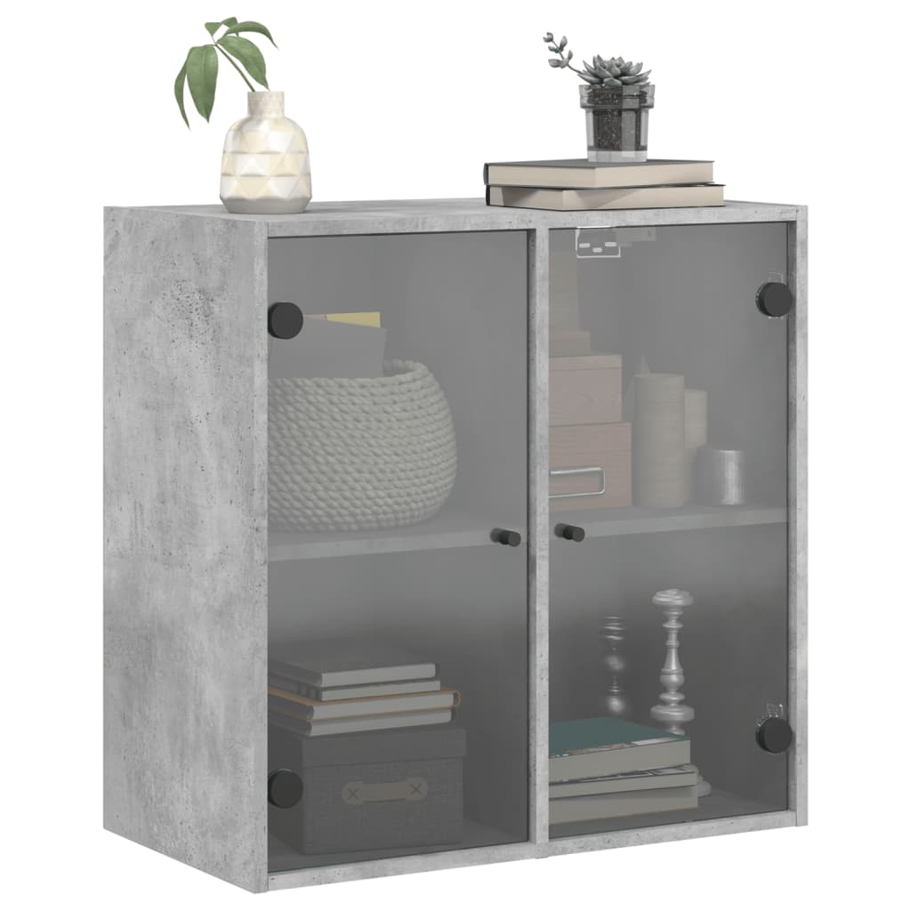 vidaXL Armoire murale avec portes vitrées Gris béton 68x37x68,5 cm