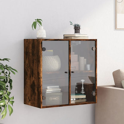 vidaXL Meuble haut mural avec portes vitrées en chêne fumé 68x37x68,5 cm