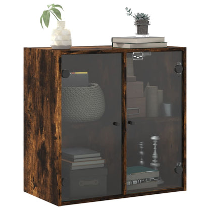 vidaXL Meuble haut mural avec portes vitrées en chêne fumé 68x37x68,5 cm