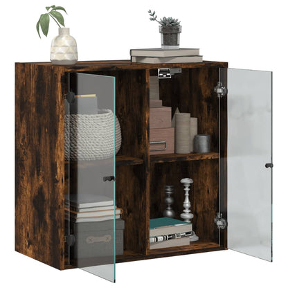 vidaXL Meuble haut mural avec portes vitrées en chêne fumé 68x37x68,5 cm