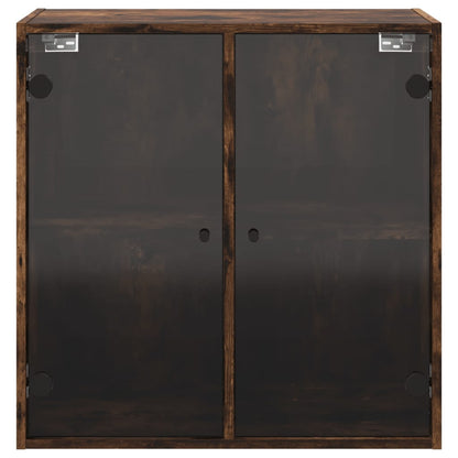 vidaXL Meuble haut mural avec portes vitrées en chêne fumé 68x37x68,5 cm