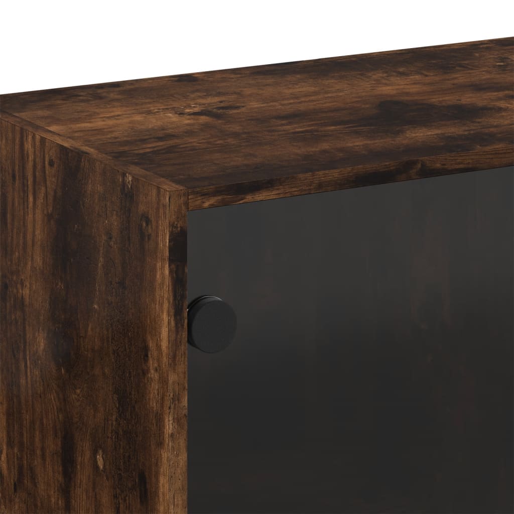vidaXL Meuble haut mural avec portes vitrées en chêne fumé 68x37x68,5 cm