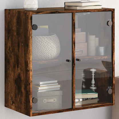 vidaXL Meuble haut mural avec portes vitrées en chêne fumé 68x37x68,5 cm