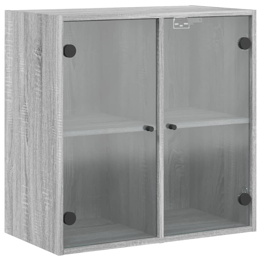 vidaXL Wandschrank mit Glastüren Grau Sonoma 68x37x68,5 cm