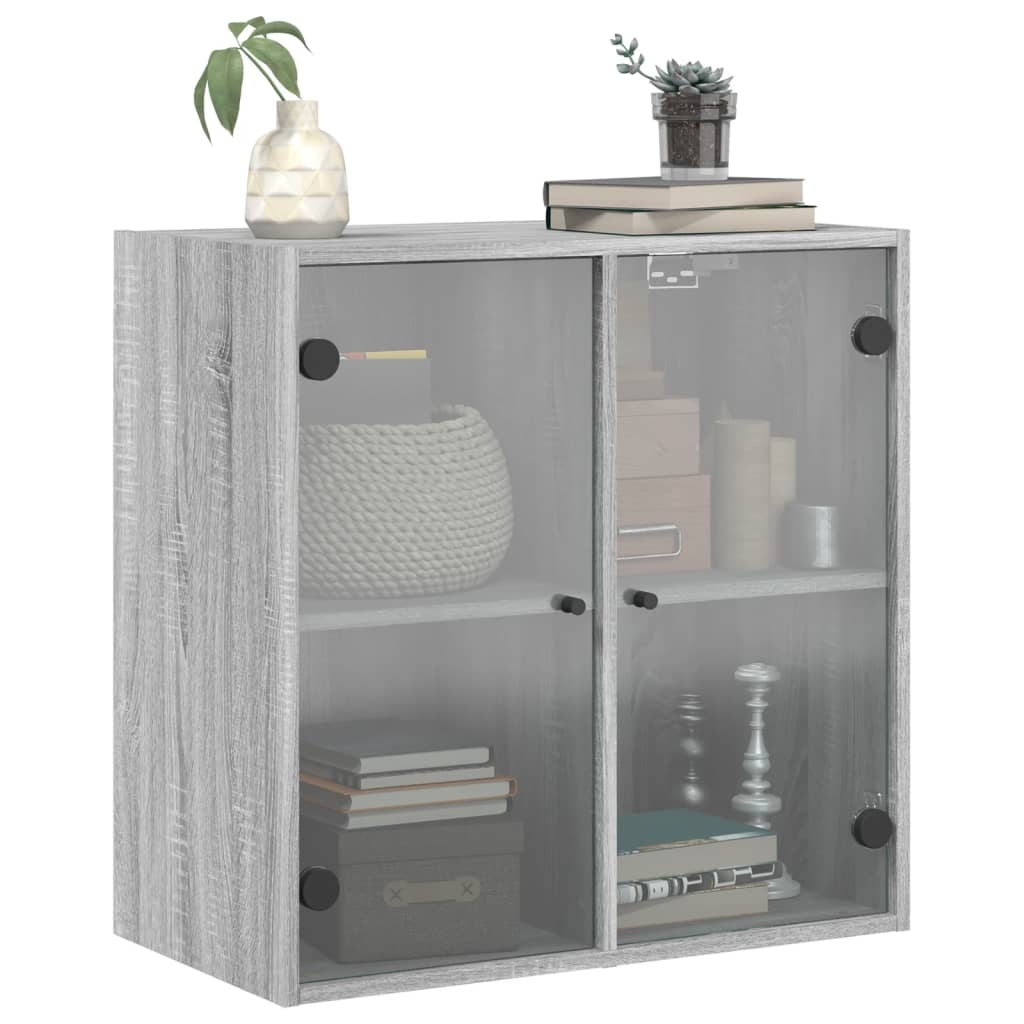vidaXL Wandschrank mit Glastüren Grau Sonoma 68x37x68,5 cm