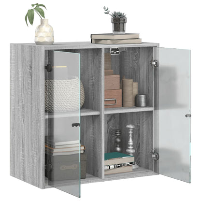 vidaXL Wandschrank mit Glastüren Grau Sonoma 68x37x68,5 cm
