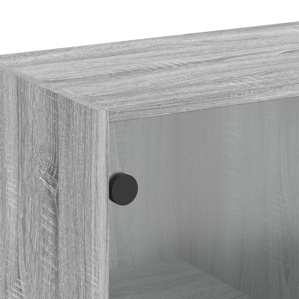 vidaXL Wandschrank mit Glastüren Grau Sonoma 68x37x68,5 cm