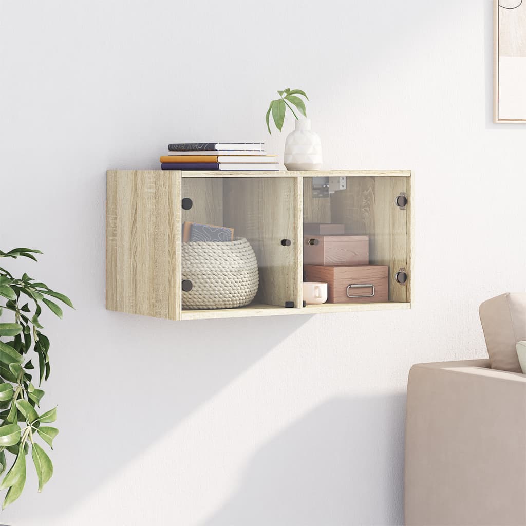vidaXL Wandschrank mit Glastüren Sonoma-Eiche 68,5x37x35 cm