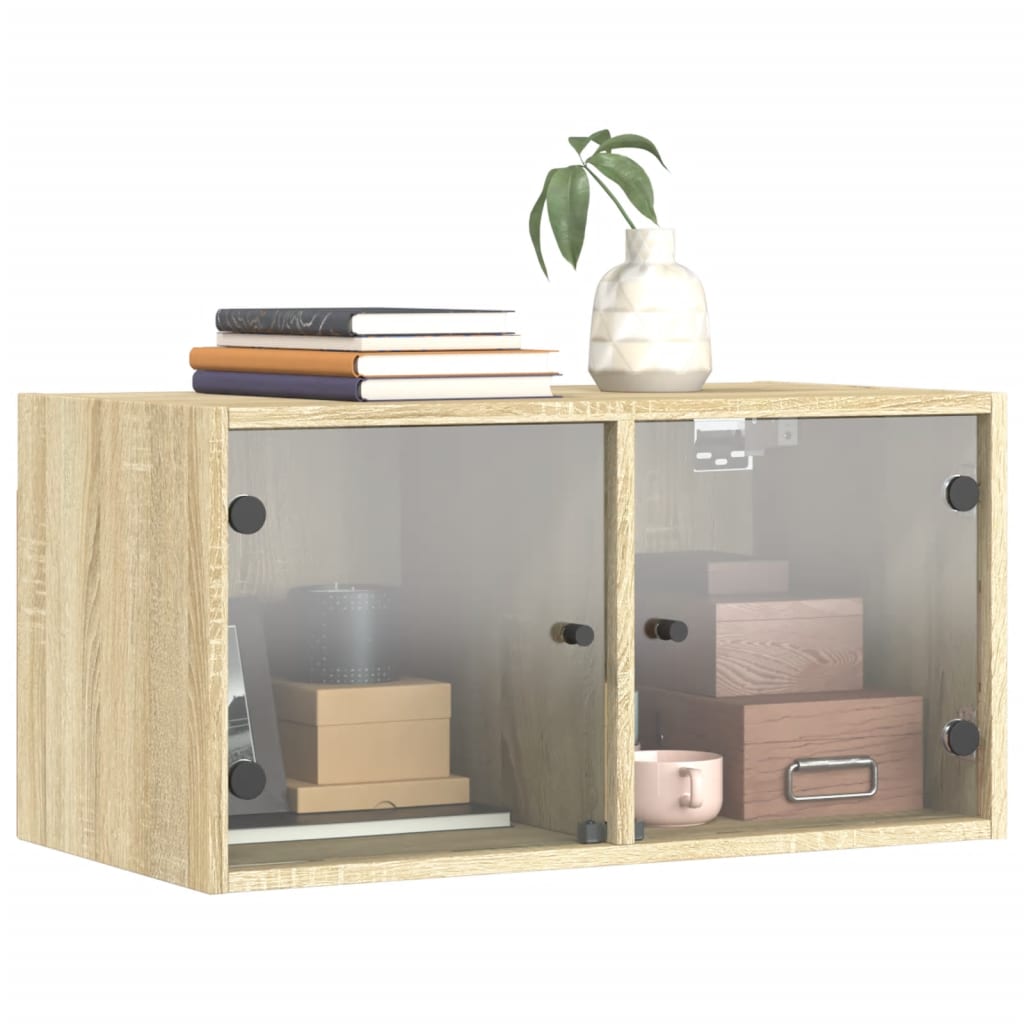 vidaXL Wandschrank mit Glastüren Sonoma-Eiche 68,5x37x35 cm