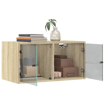 vidaXL Wandschrank mit Glastüren Sonoma-Eiche 68,5x37x35 cm