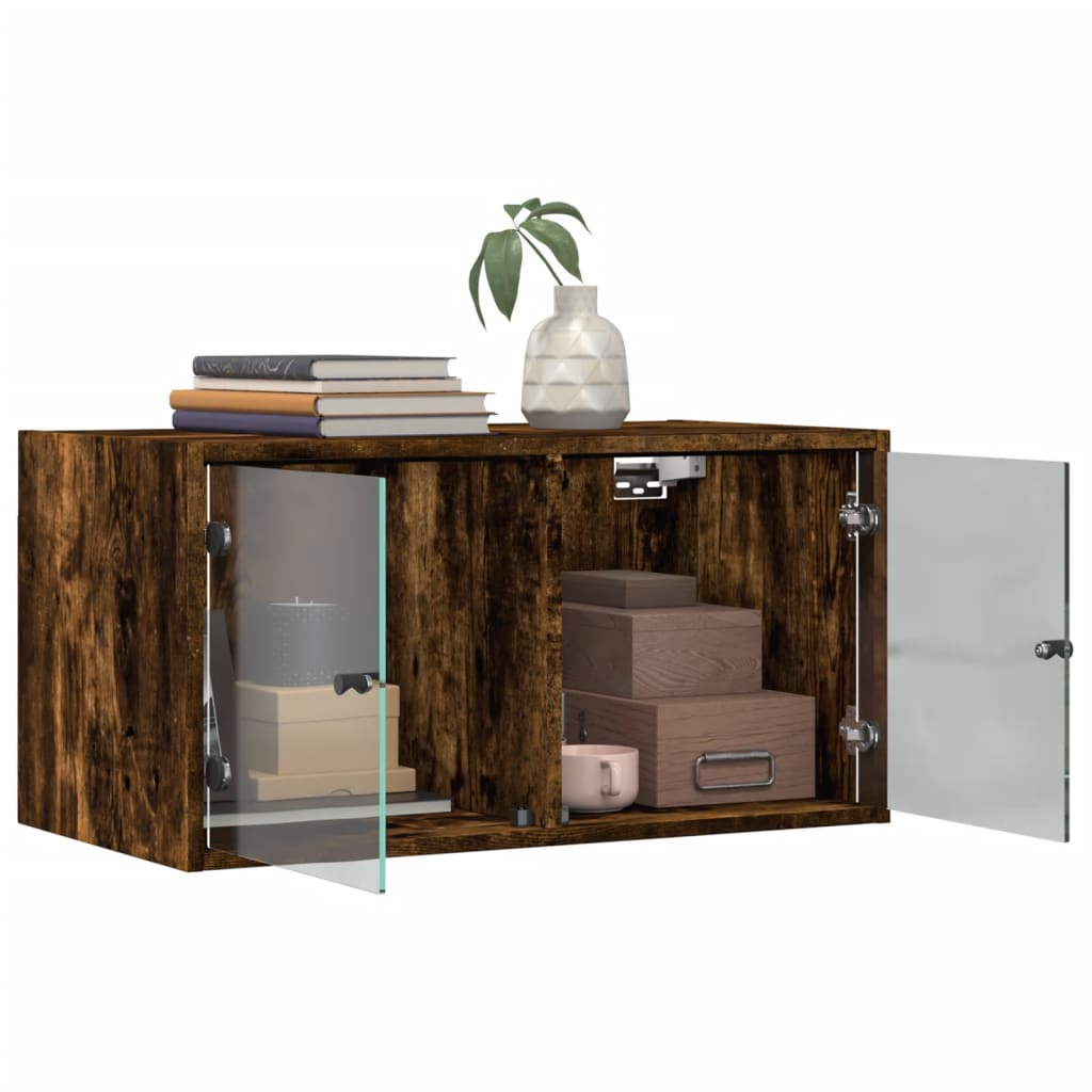 vidaXL Wandschrank mit Glastüren Räuchereiche 68,5x37x35 cm