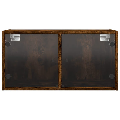 vidaXL Wandschrank mit Glastüren Räuchereiche 68,5x37x35 cm